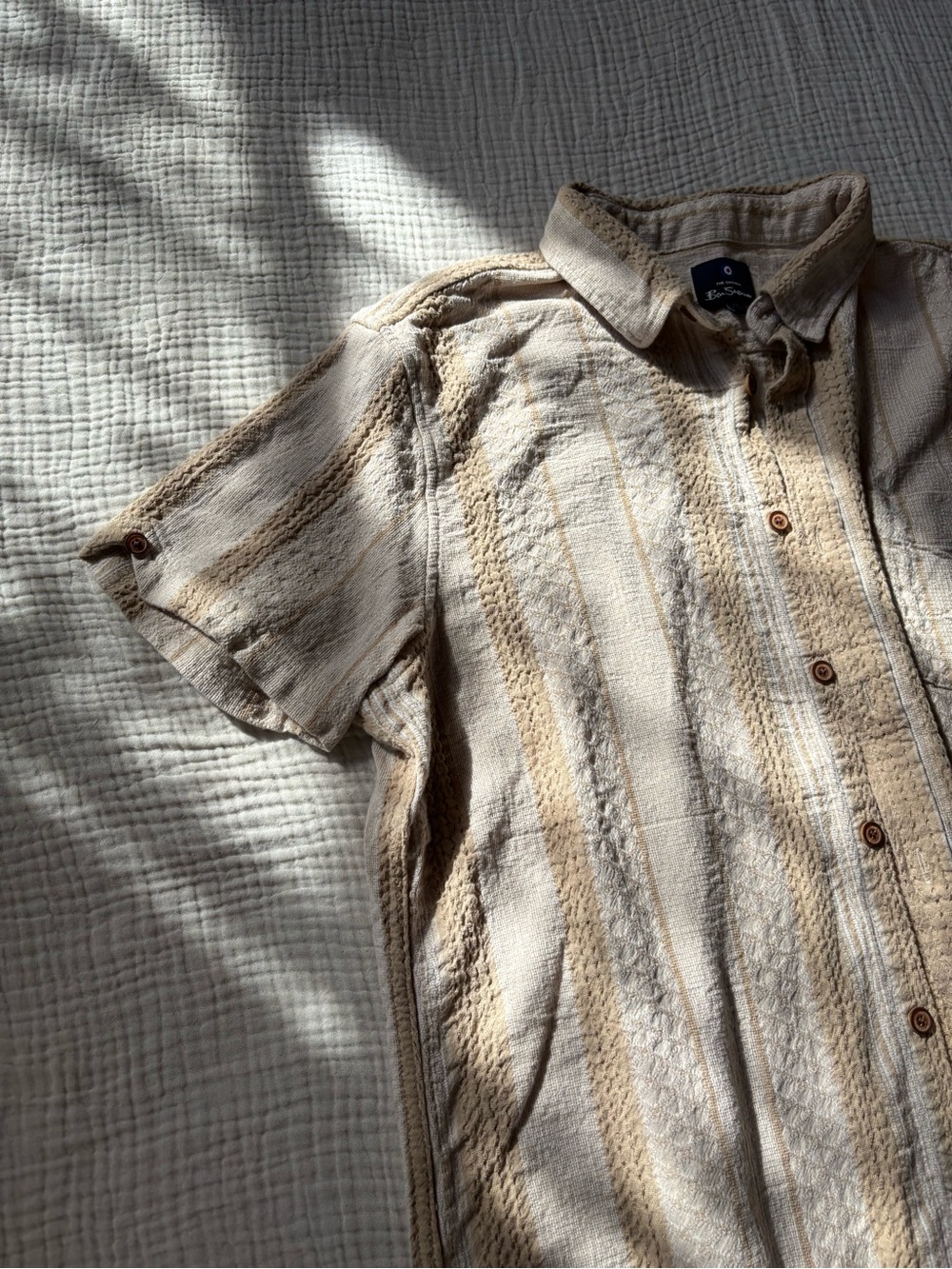 Ben Sherman Men’s Neutral Striped Short-Sleeve Button-Down Shirt